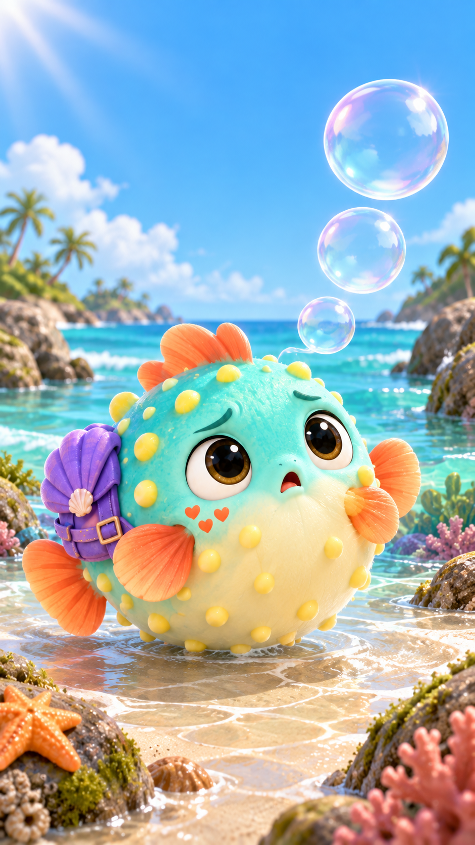 Pebbi taking a bubble breath
